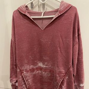 Ladies Free People Cozy Red Long Sleeve Hoodie Sweatshirt Size XS